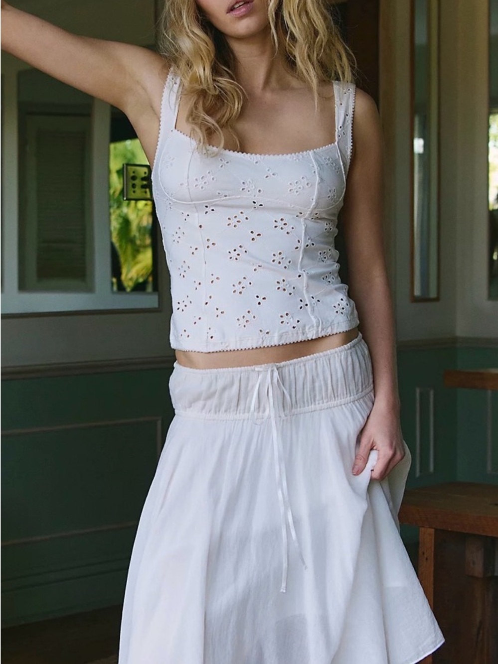 Free People Full Bloom Cotton Eyelet Cami